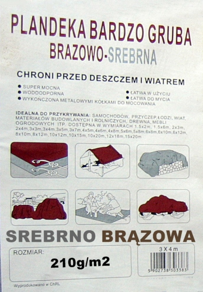 Plandeka 210gr/m2 Srebrno-Brązowa